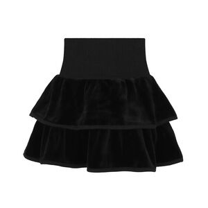 Little Parni Black Velour Tiered Skirt